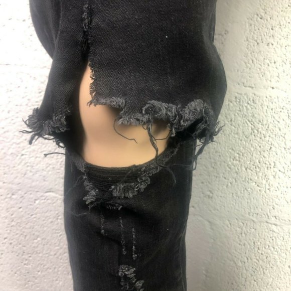 Crysp Denim Men Black Denim Distressed Jeans Size 36 - Picture 5 of 12